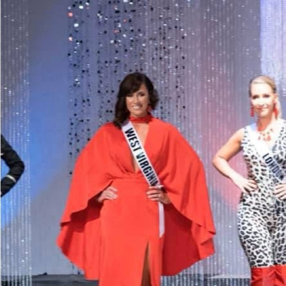 Rachel Allan Red Cape Dress